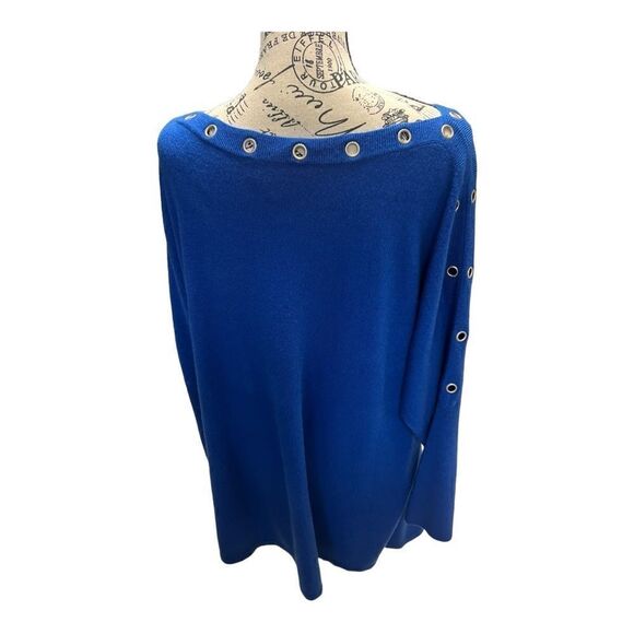 NWOT Anthony Original Blue Long Sleeve Sweater with Metal Ring Detail Sz 2X - Picture 3 of 7